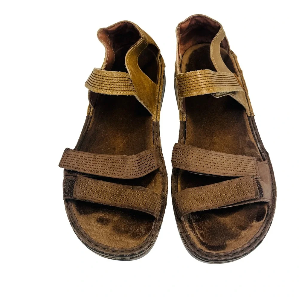 Naot Mens Leather Adjustable Strap Sandals Brown Tan Comfort Walking Shoes 40 L9